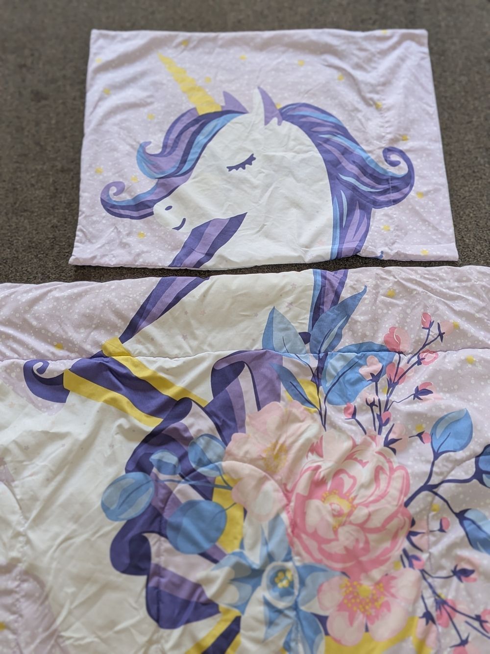SP Kids Purple Unicorn Floral Pillowcase and Comforter Set, Twin